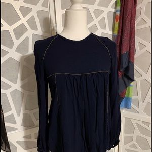 Zara Woman Navy Long Sleeve Babydoll Size M